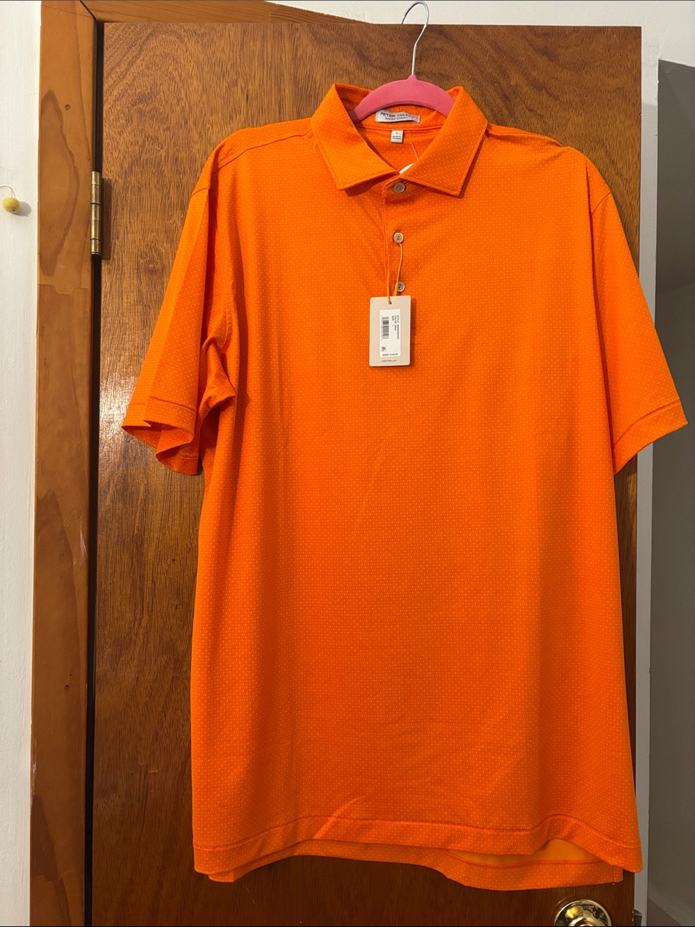 NWT Peter Millar Crown Sport Summer Comfort Performance Polo Orange Tesseract